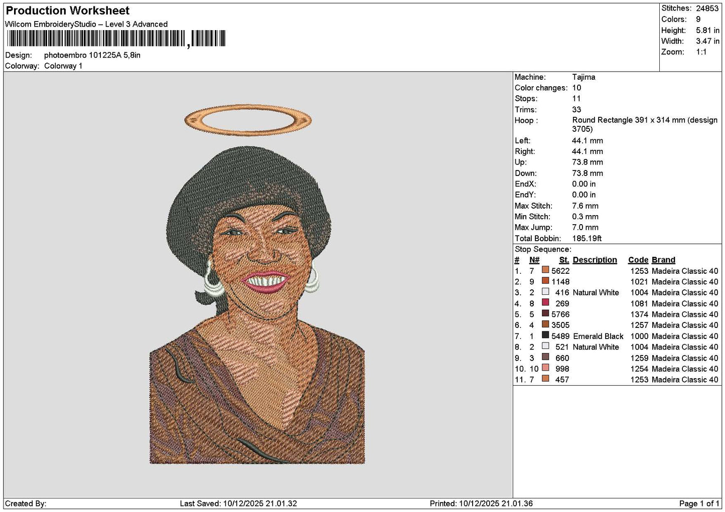 Photoembro 1012a Embroidery File 6 sizes