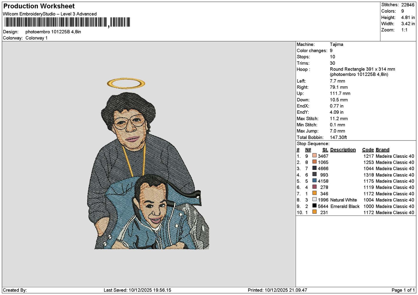 Photoembro 1012b Embroidery File 6 sizes