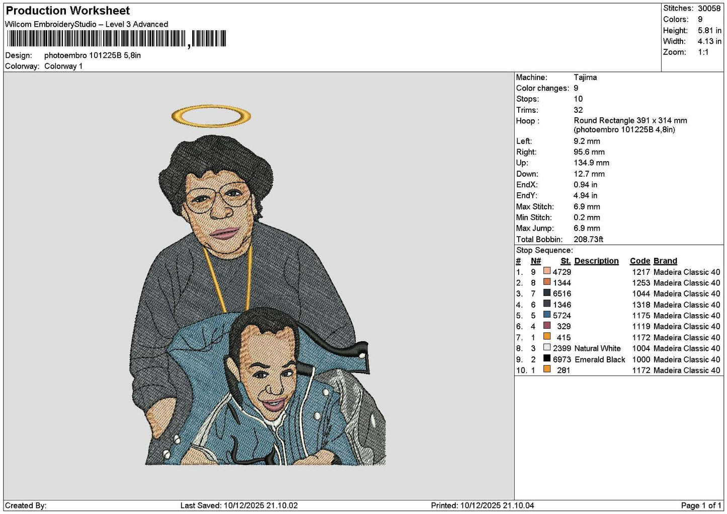 Photoembro 1012b Embroidery File 6 sizes