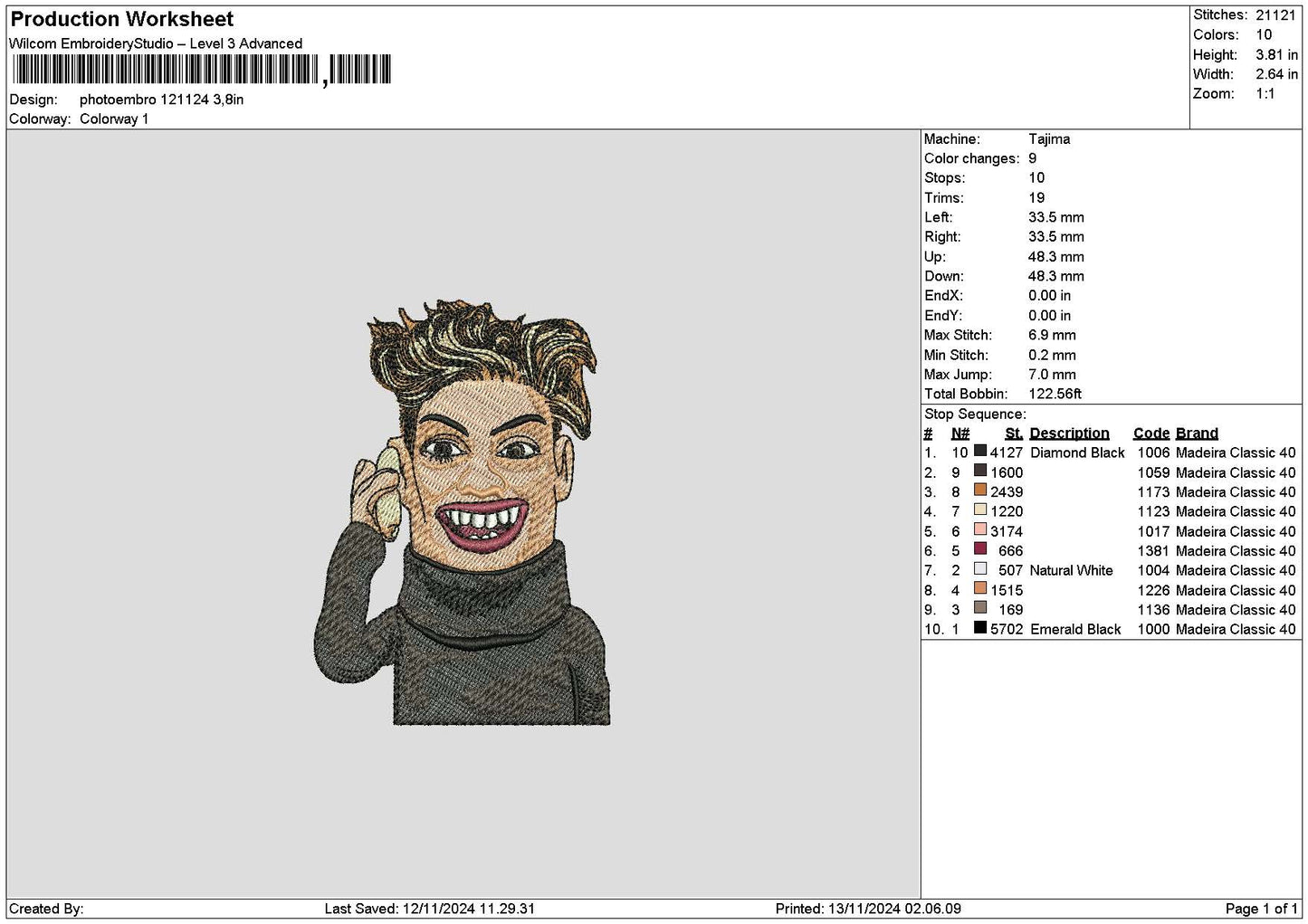 Photoembro 1211 Embroidery File 6 sizes