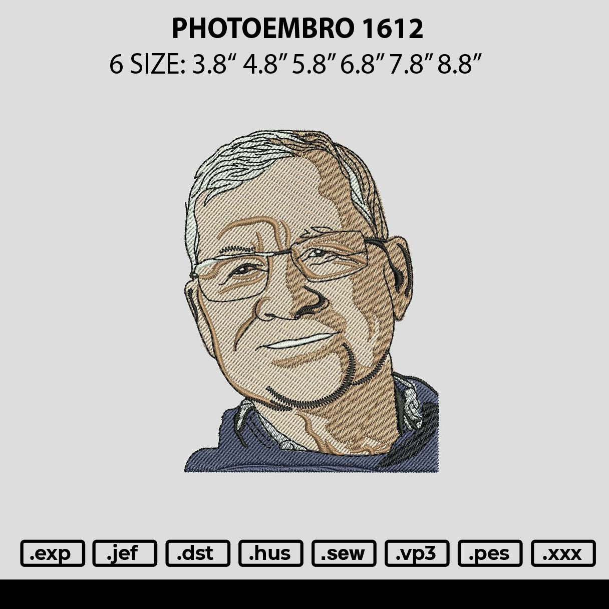 Potoembro 1612 Embroidery File 6 sizes