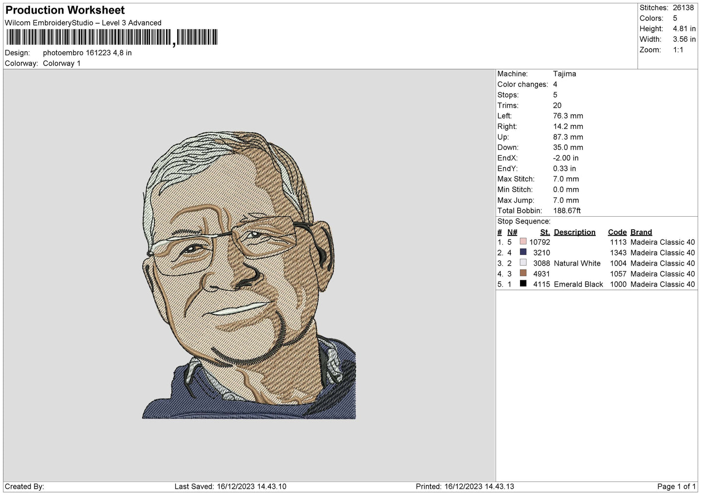 Potoembro 1612 Embroidery File 6 sizes