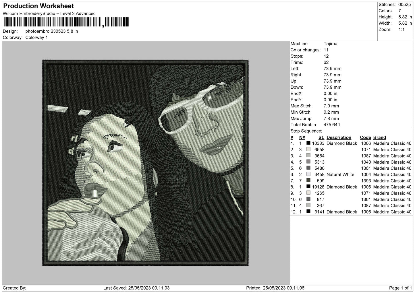 Photoembro 2305 Embroidery File 6 sizes