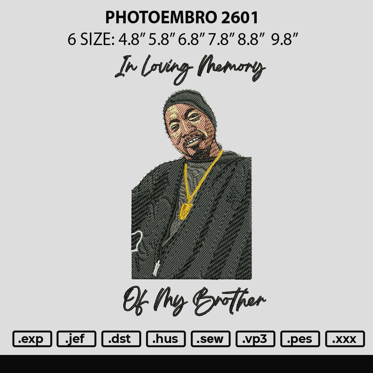 Photoembro 2601 Embroidery File 6 sizes