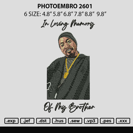 Photoembro 2601 Embroidery File 6 sizes