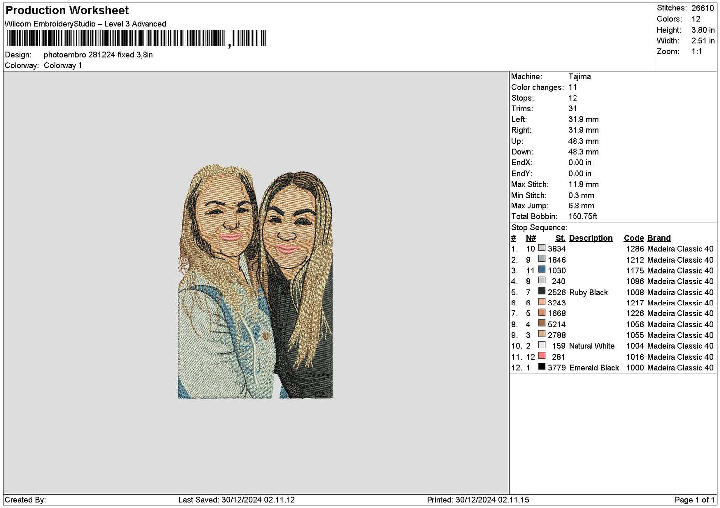 Photoembro 2812 Embroidery File 6 sizes