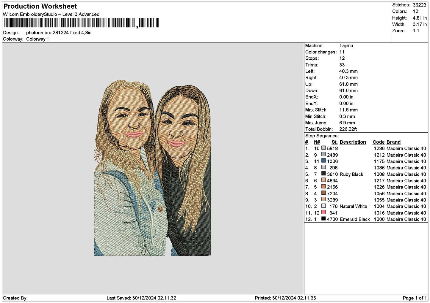 Photoembro 2812 Embroidery File 6 sizes