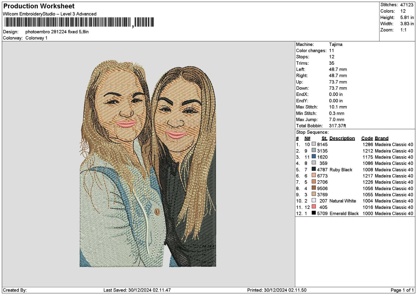 Photoembro 2812 Embroidery File 6 sizes