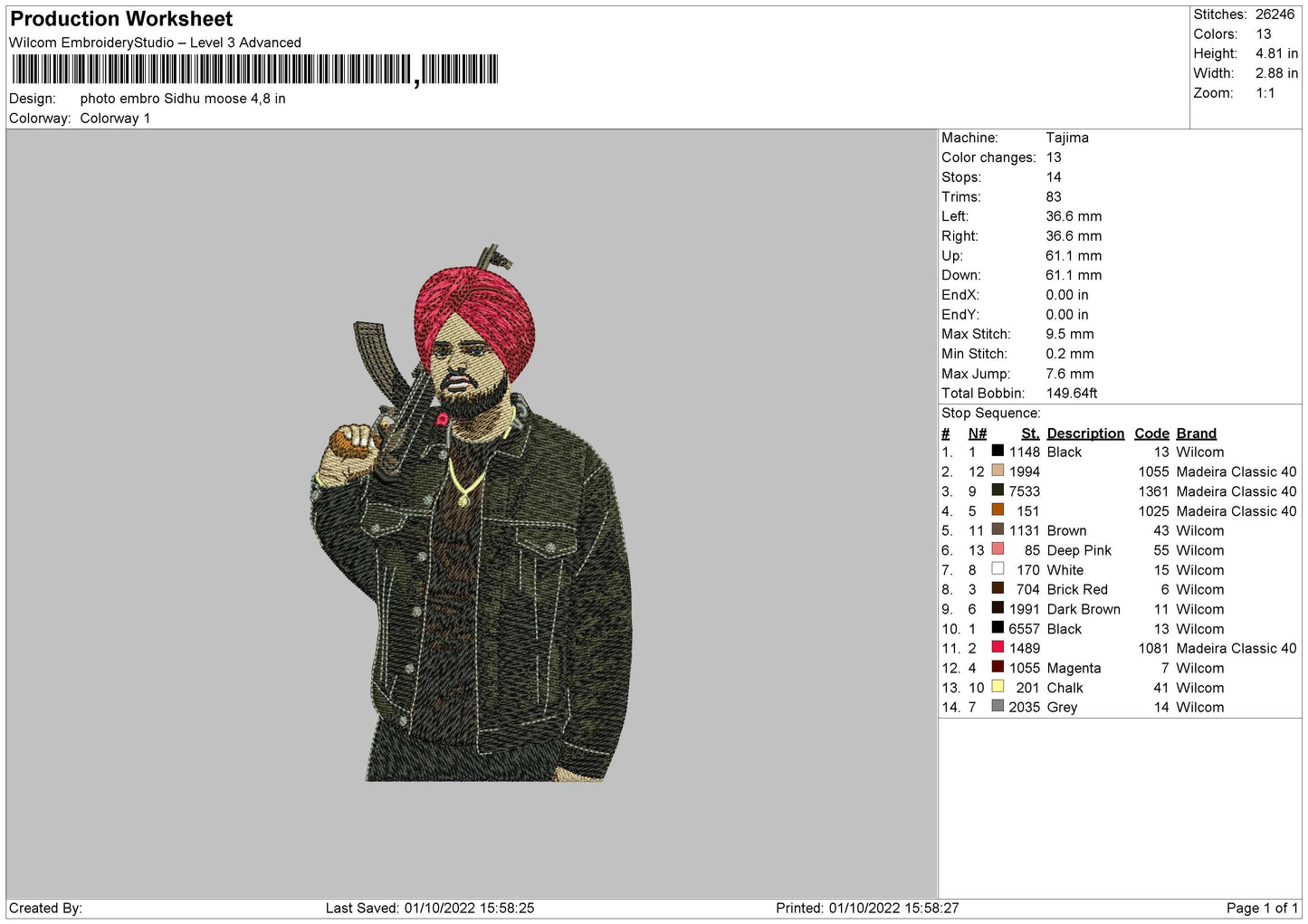 Photo Embro Sidhu Embroidery File 5 sizes