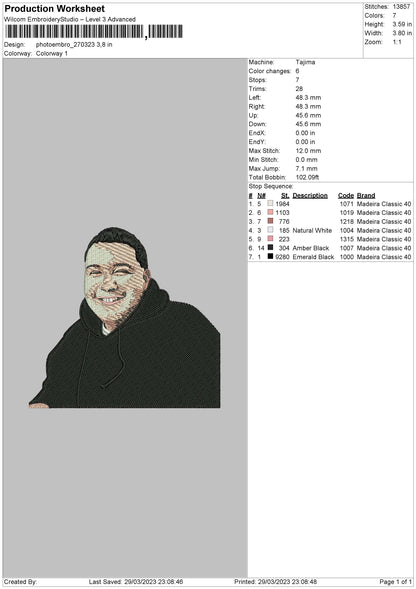 Photoembro 2703 Embroiery File 6 sizes