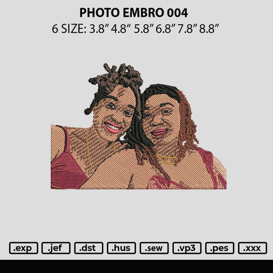 Photo Embro 004 Emboidery File 6 sizes