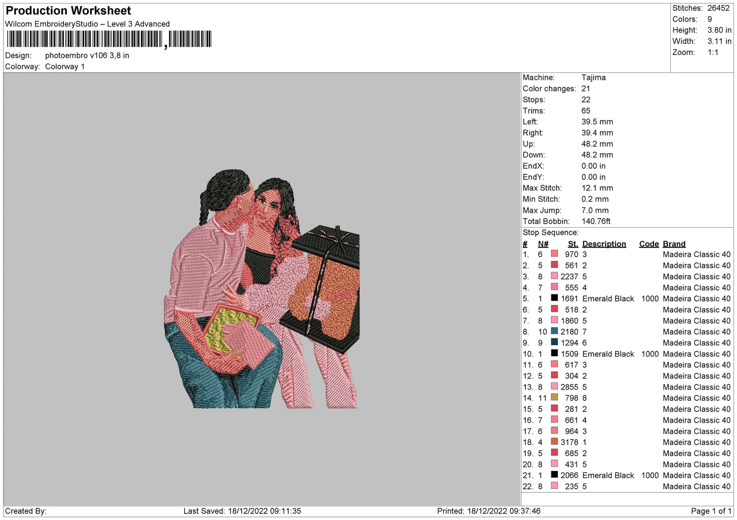 Photoembro V106 92 Embroidery File 6 sizes