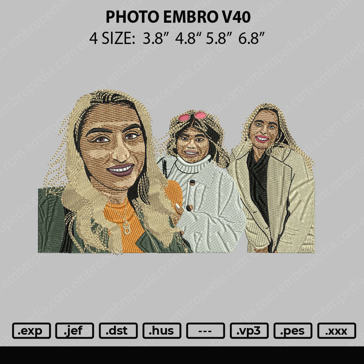 Photo Embro V40 Embroidery File 4 size
