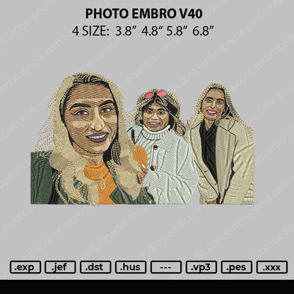 Photo Embro V40 Embroidery File 4 size