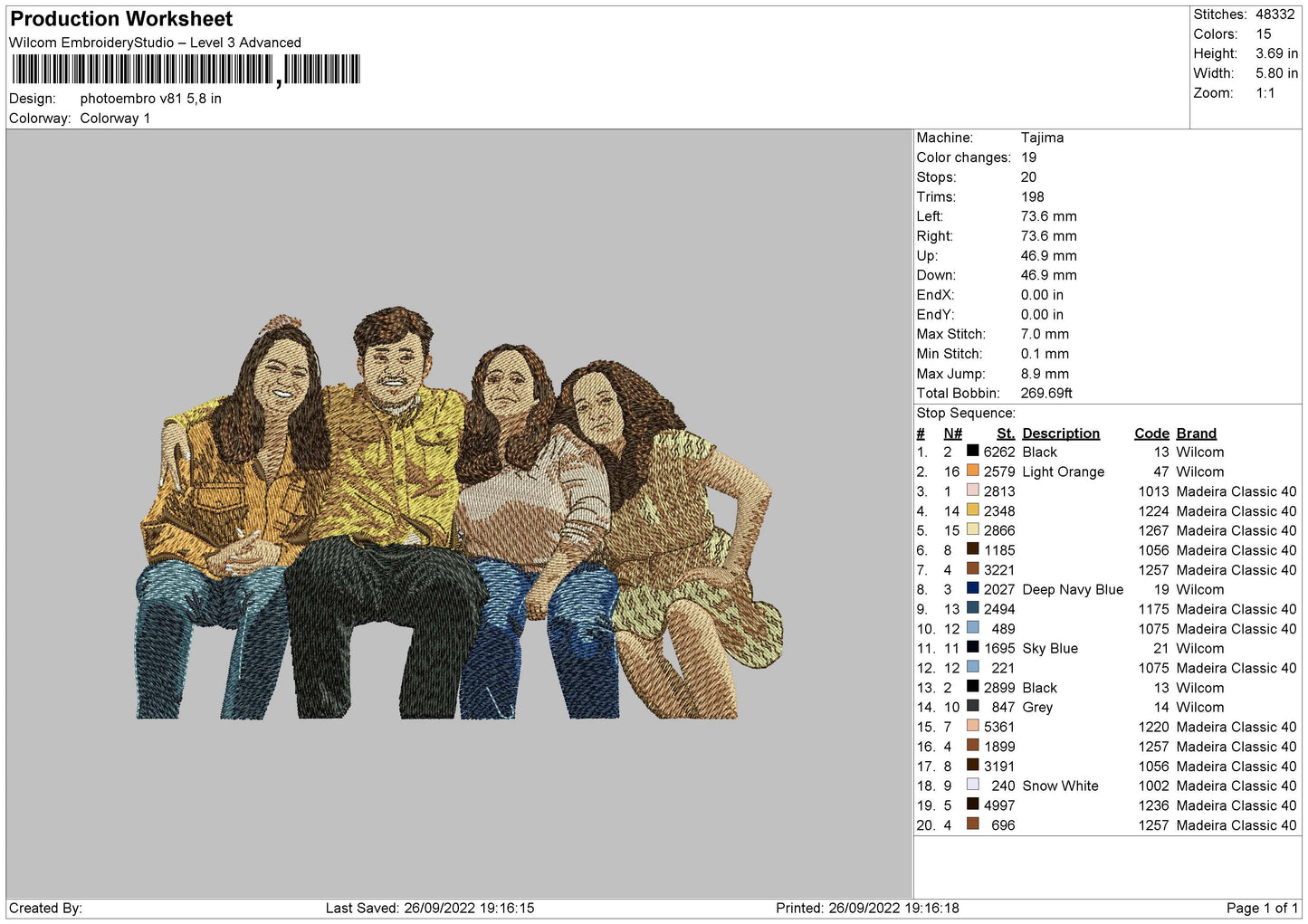 Photoembro V81 Embroiery File 6 sizes