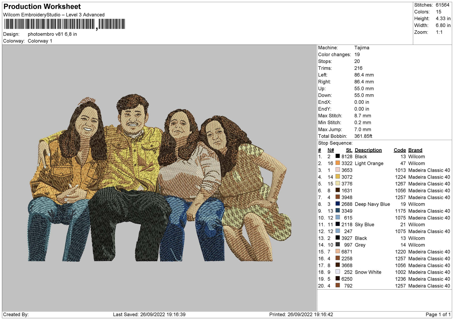 Photoembro V81 Embroiery File 6 sizes