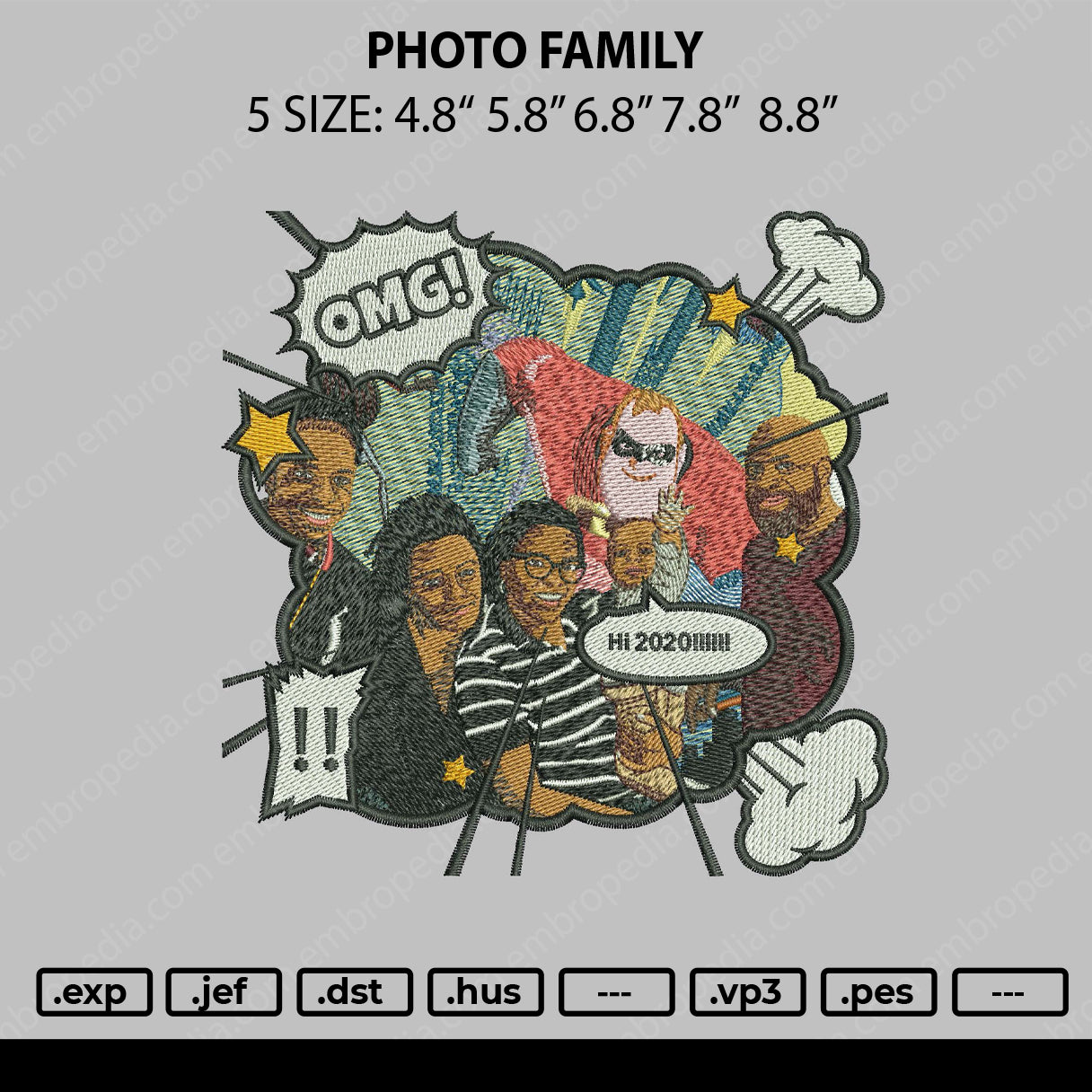 Photo Famaly Embroidery File 5 sizes