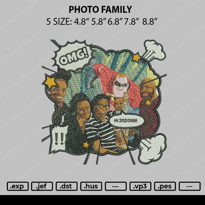 Photo Famaly Embroidery File 5 sizes