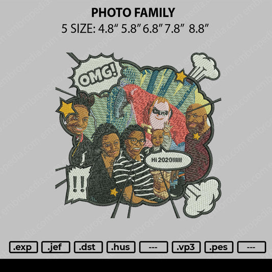 Photo Famaly Embroidery File 5 sizes
