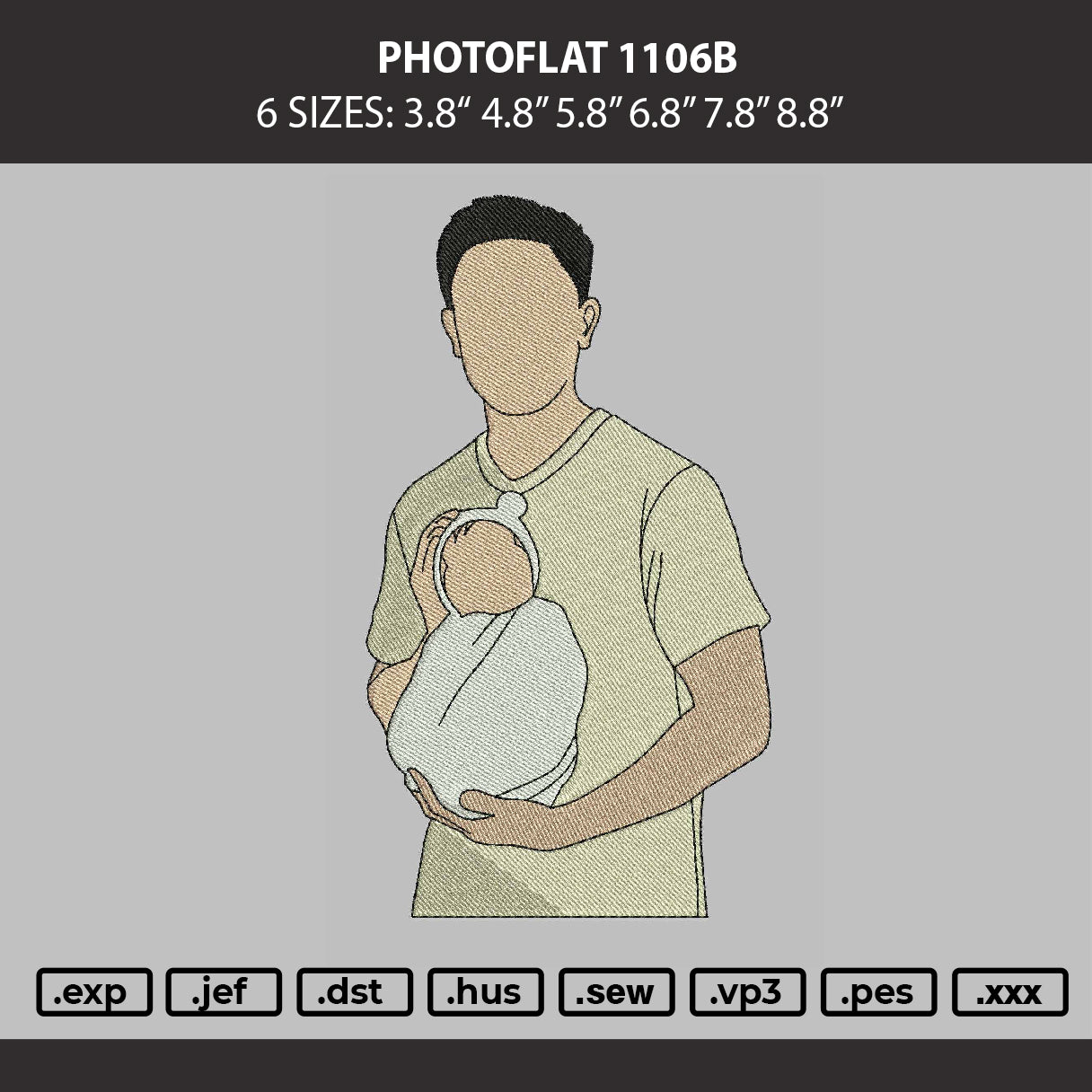 Photoflat 1106b Embroidery Machine Design File 6 sizes