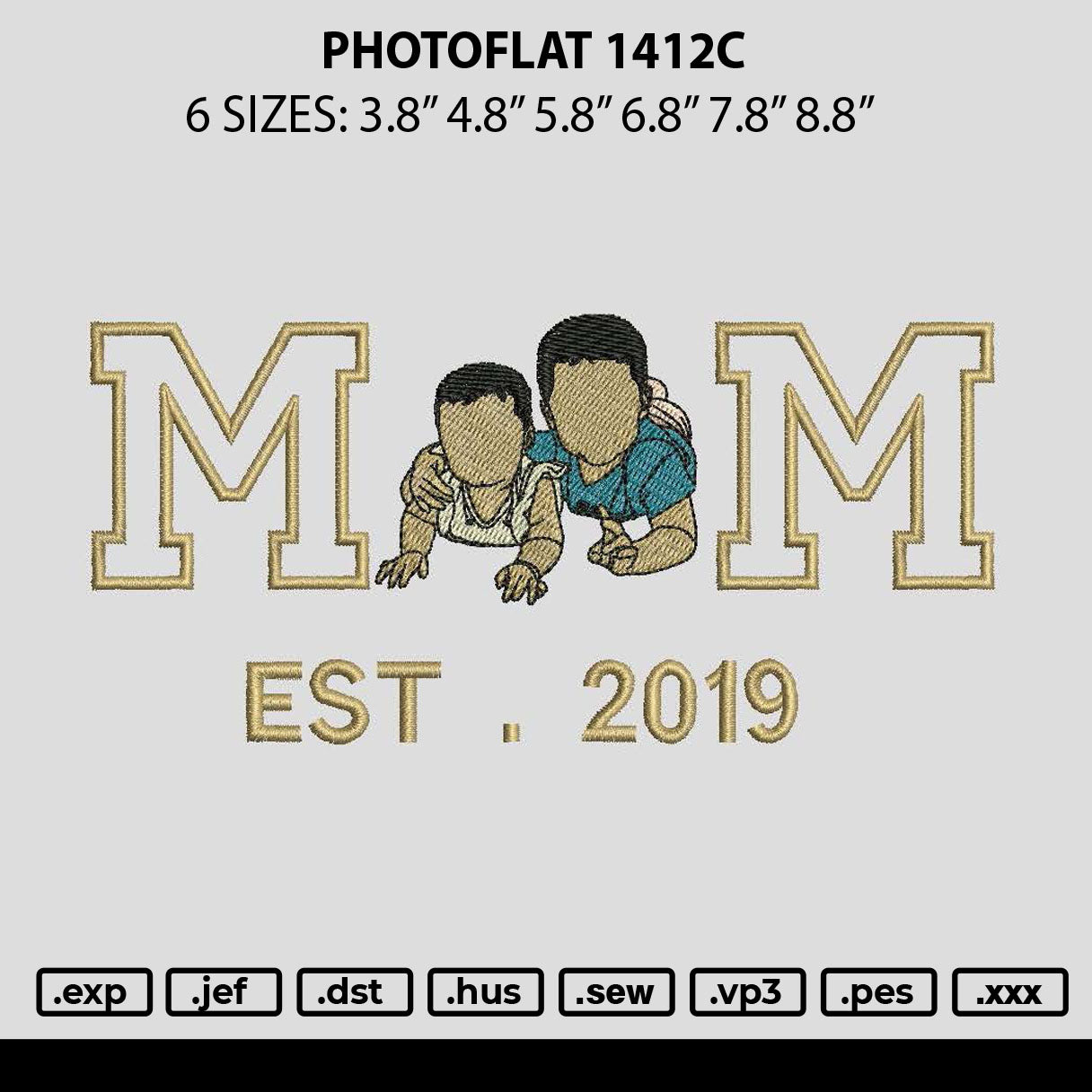 Photoflat 1412c Embroidery File 6 sizes