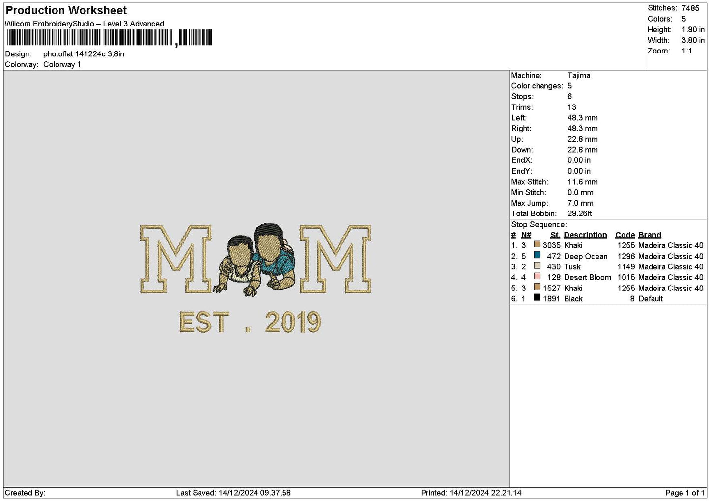 Photoflat 1412c Embroidery File 6 sizes