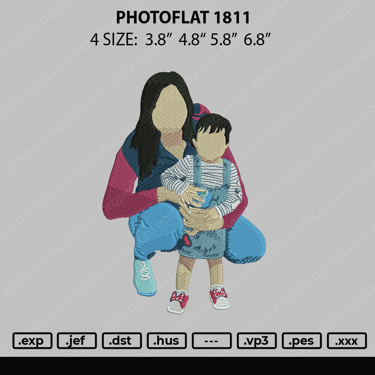 PhotoFlat 1811 Embroidery File 4 size