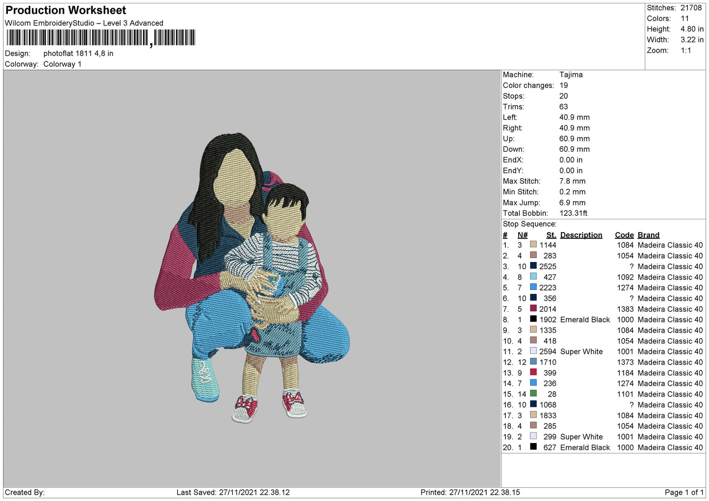 PhotoFlat 1811 Embroidery File 4 size