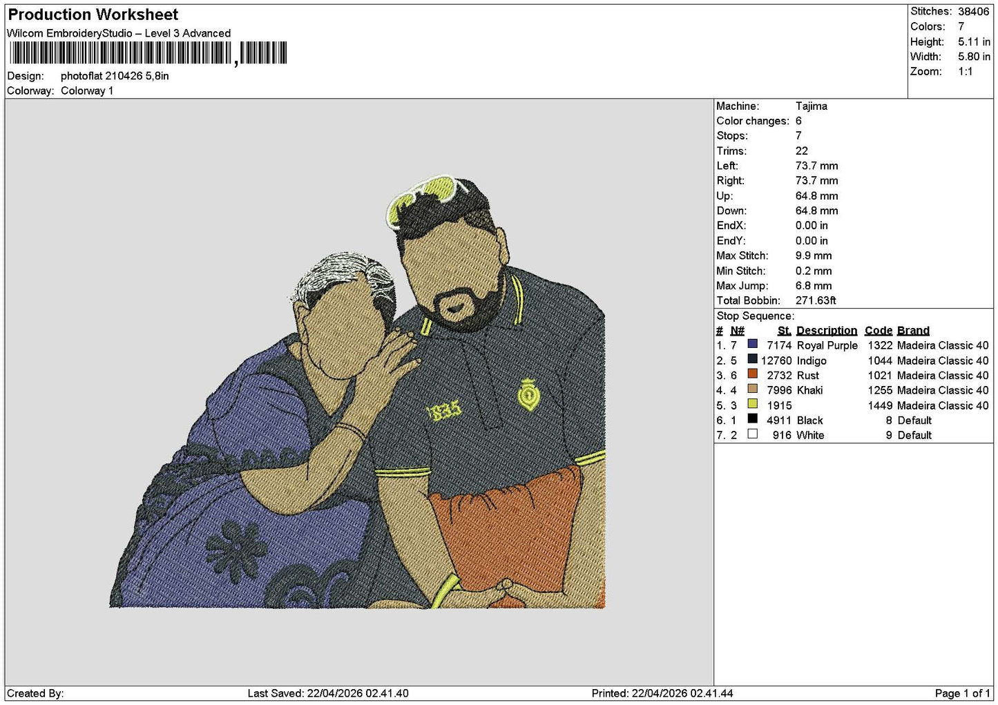 Photoflat 2104 Embroidery File 6 sizes