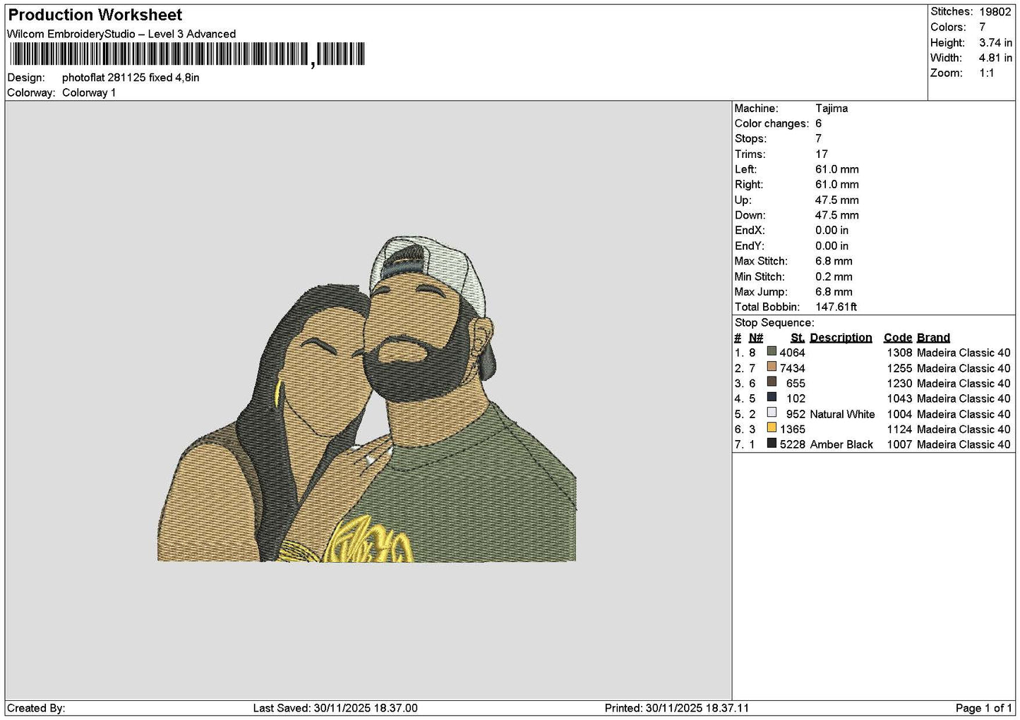 Photoflat 2811 Embroidery File 6 sizes