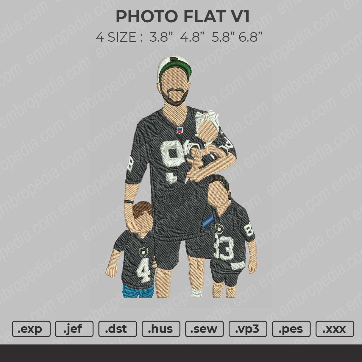 Photo Flat V1 Embroidery File 4 size
