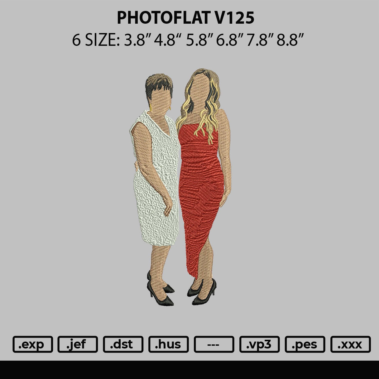 Photoflat V125 Embroidery File 6 sizes