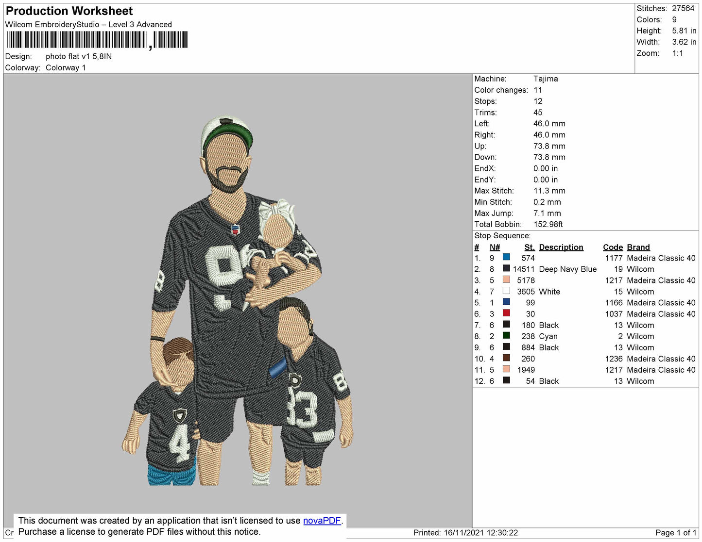 Photo Flat V1 Embroidery File 4 size