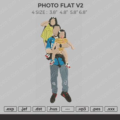 Photo Flat V2 Embroidery File 4 Size