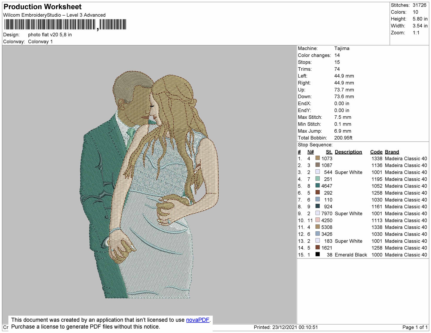Photo Flat V20 Embroidery File 4 size