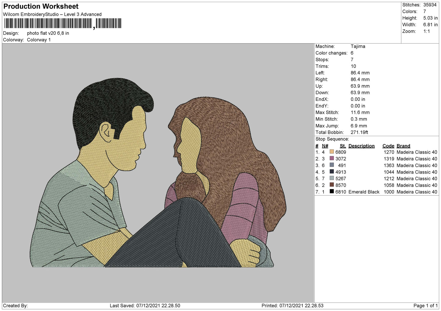 Photo Flat Embroidery File 4 size