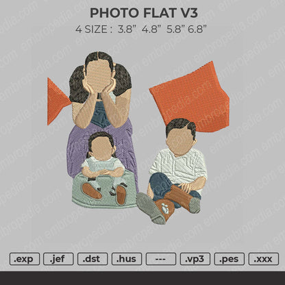 Photo Flat V3 Embroidery File 4 size