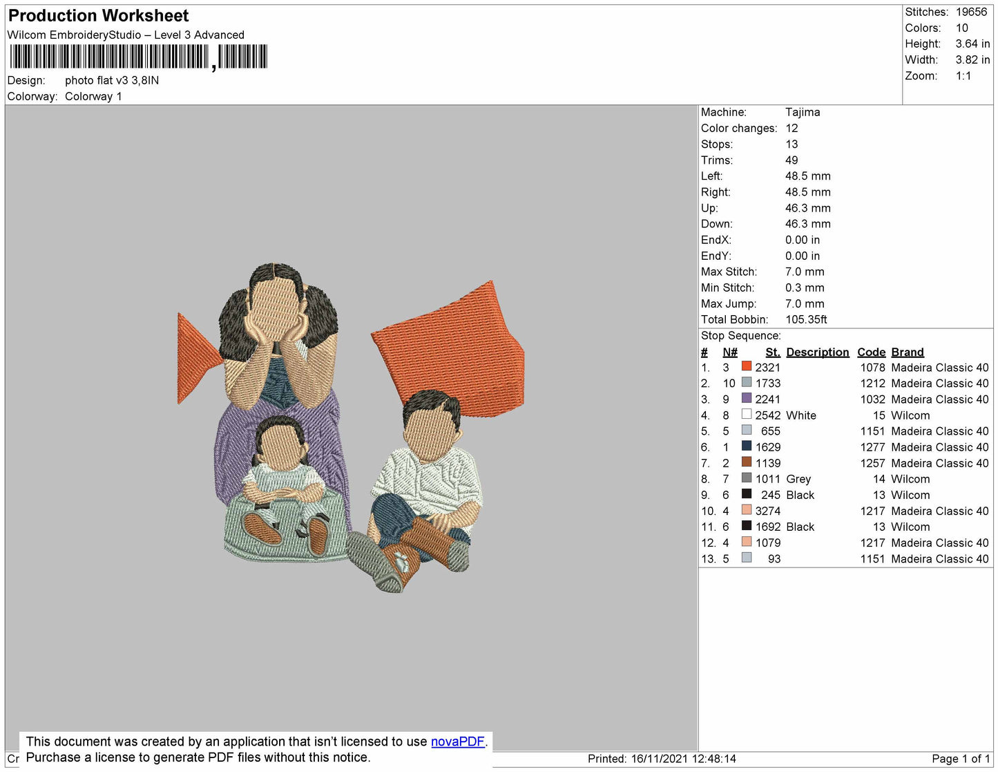 Photo Flat V3 Embroidery File 4 size