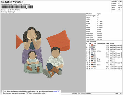 Photo Flat V3 Embroidery File 4 size