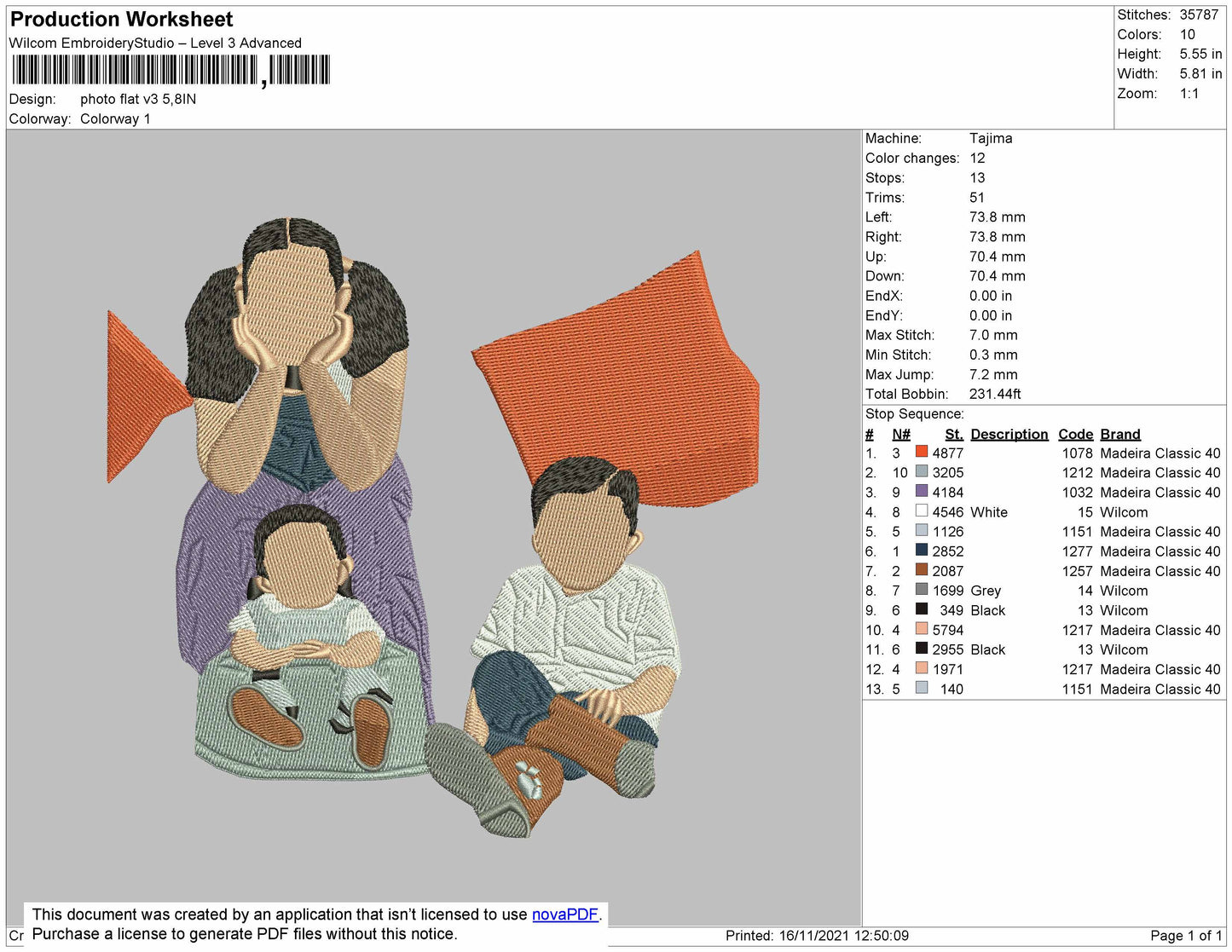 Photo Flat V3 Embroidery File 4 size
