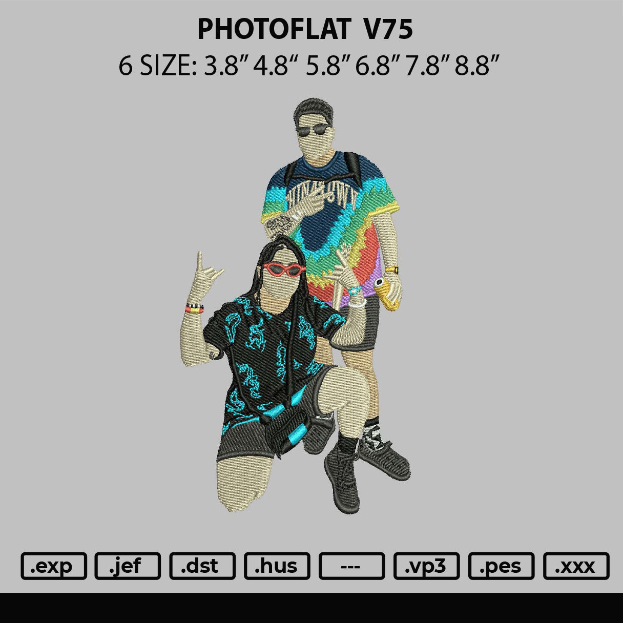 Photoflat V75 Embroidery File 6 sizes