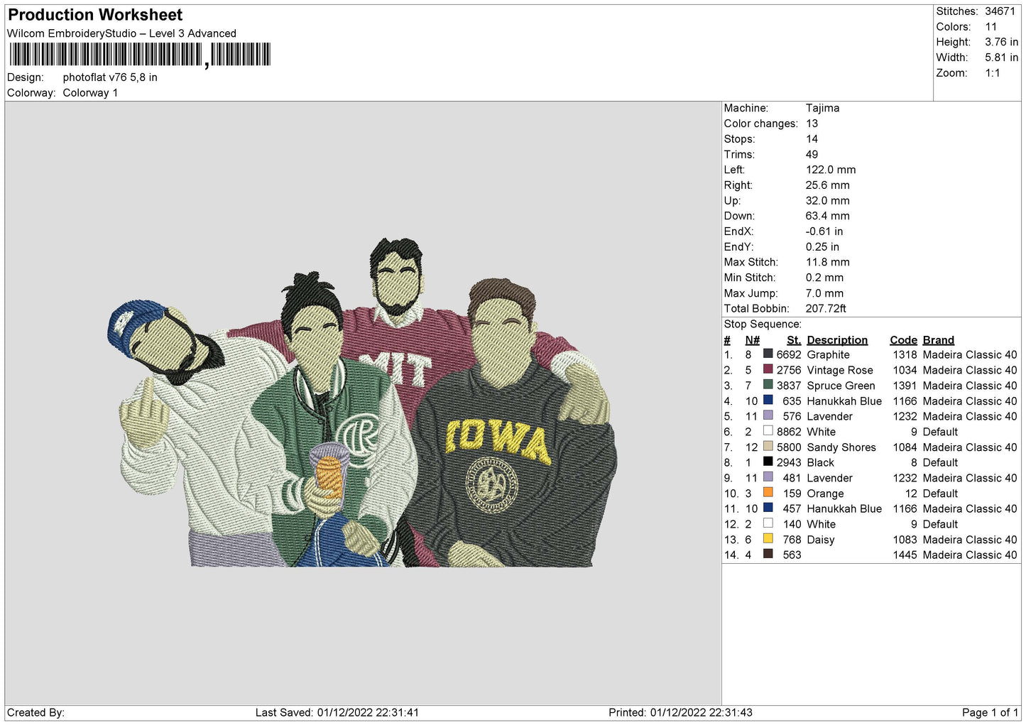 Photoflat V76 Embroidery File 6 sizes