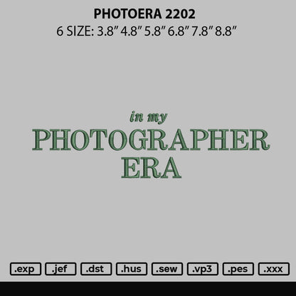 Photoera 2202 Embroidery File 6 sizes