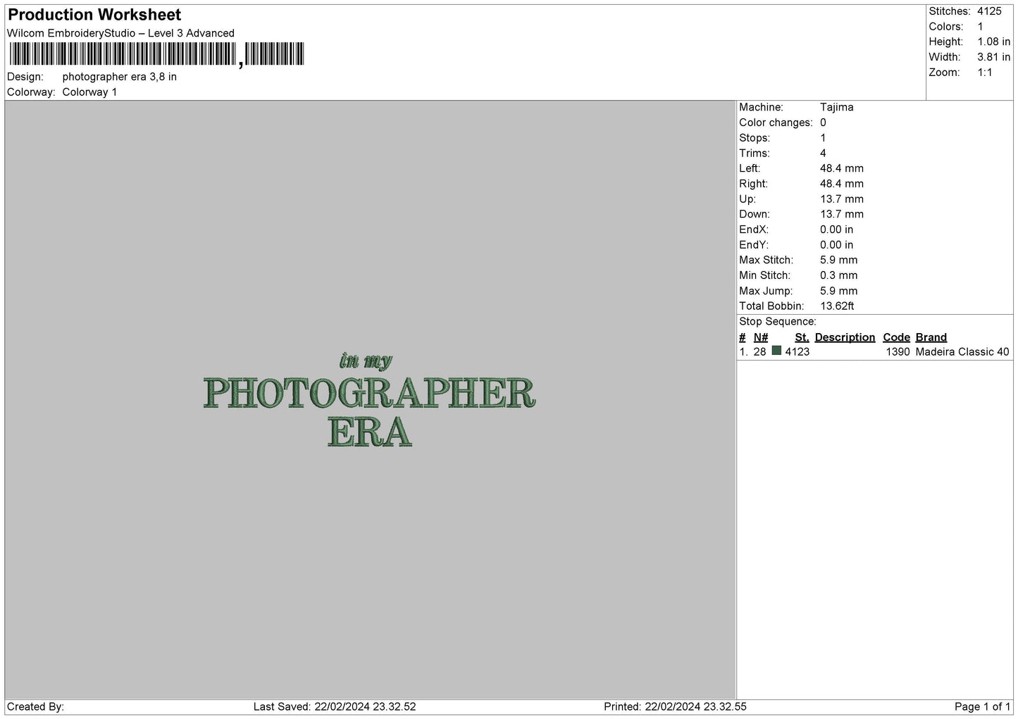 Photoera 2202 Embroidery File 6 sizes