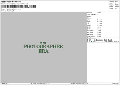 Photoera 2202 Embroidery File 6 sizes