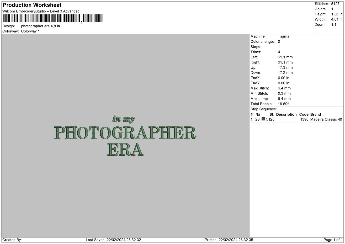 Photoera 2202 Embroidery File 6 sizes