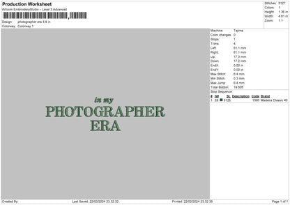 Photoera 2202 Embroidery File 6 sizes