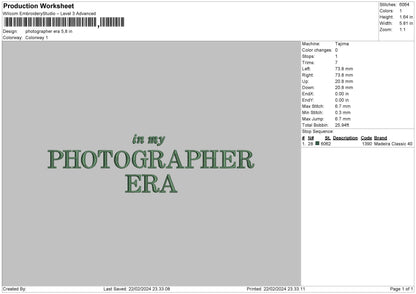 Photoera 2202 Embroidery File 6 sizes