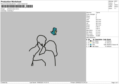 Photoline Dino Embroidery File 6 sizes