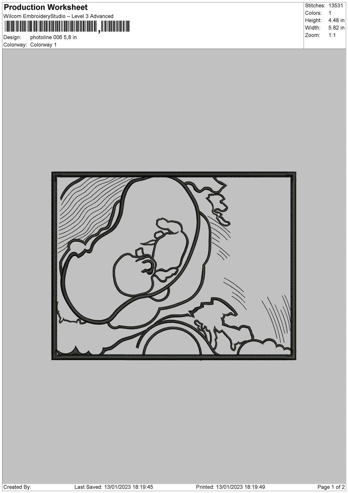 Photoline 006 Embroidery File 6 sizes